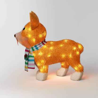Wondershop 21.5 Inch Incandescent Tinsel Corgi Dog Christmas Novelty Sculpture Light Clear