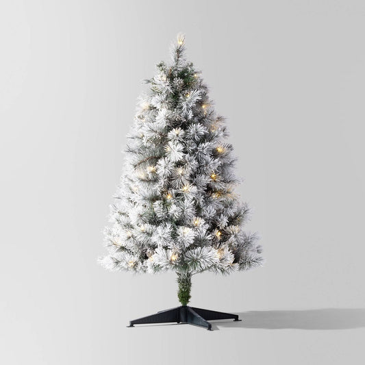 Wondershop 4' Pre-lit LED Flocked Douglas Fir Artificial Christmas Tree Warm White Lights Open Box