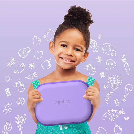 Bentgo Kids' Chill Lunch Box, Bento-Style Solution, 4 Compartments & Removable Ice Pack Purple