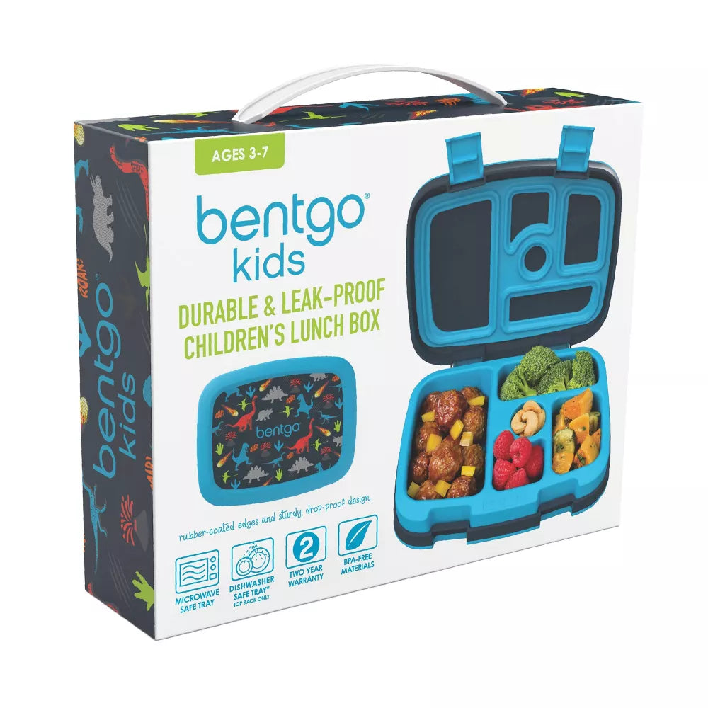 Bentgo Kids' Prints Leakproof, 5 Compartment Bento-Style Lunch Box Dinosaurs