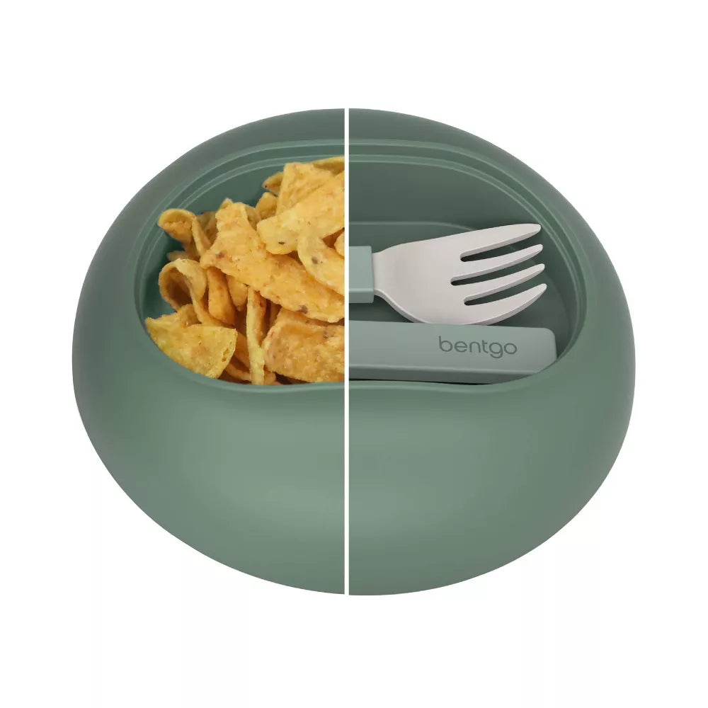 Bentgo Khaki Green Insulated Leakproof Bowl with Collapsible Utensils & Snack Compartment