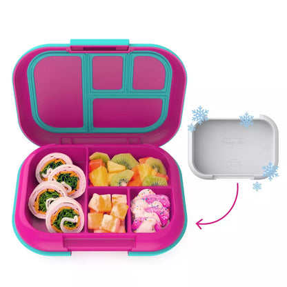 Bentgo  Kids' Chill Lunch Box, Bento-Style Solution, 4 Compartments & Removable Ice Pack Pink And Teal