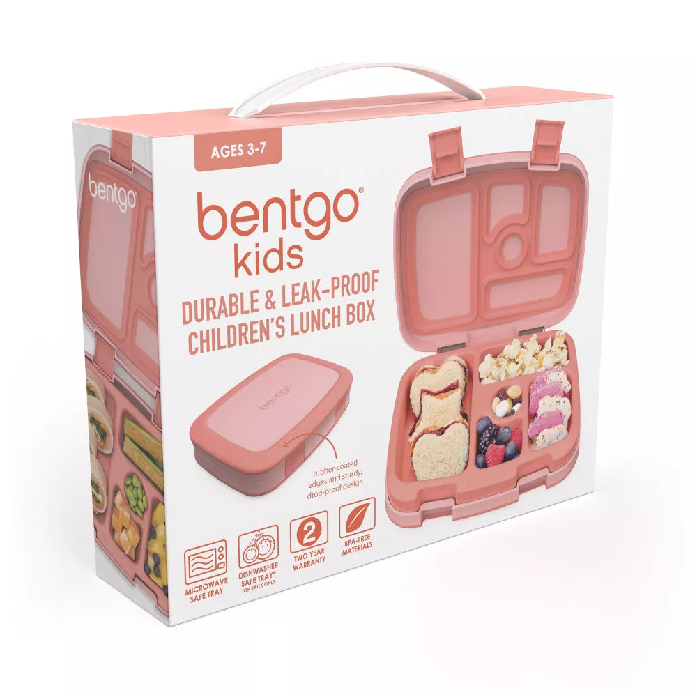 Bentgo Kids' Brights Leakproof, 5 Compartment Bento-Style Kids' Lunch Box Coral