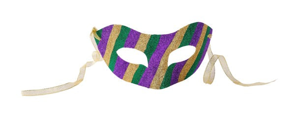 8 Inch Mardi Gras Stripe Masquerade Mask