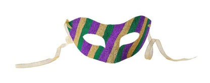 8 Inch Mardi Gras Stripe Masquerade Mask