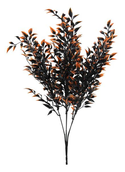 17.25 Inch Orange And Black Plastic Leaf Bush