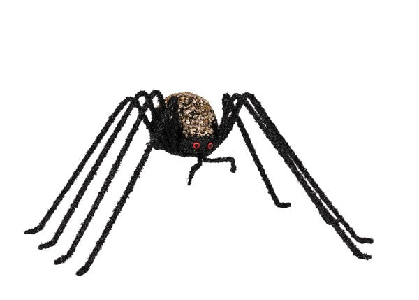 18.5 Inch Wide Black And Champagne Sequin Beaded Spider