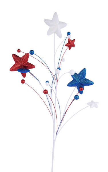 29 Inch Red White And Blue Glitter Star Spray