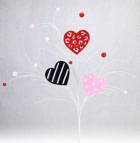 28 Inch Glitter Pattern Heart Spray