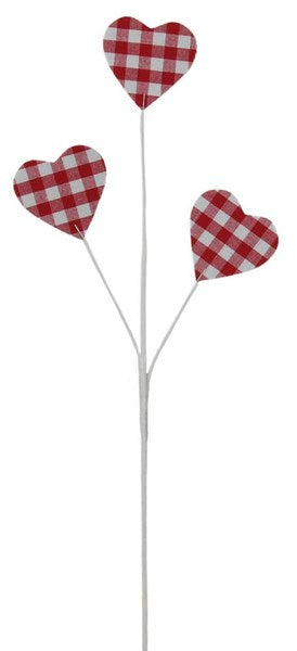 24.5 Inches Long Red And White Fabric Heart Spray