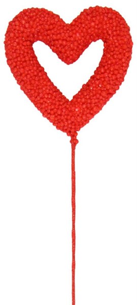 Red Foam Bead Heart Pick