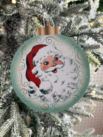 5.5 Inch Double Sided Retro Santa And Deer Ornament Two Styles