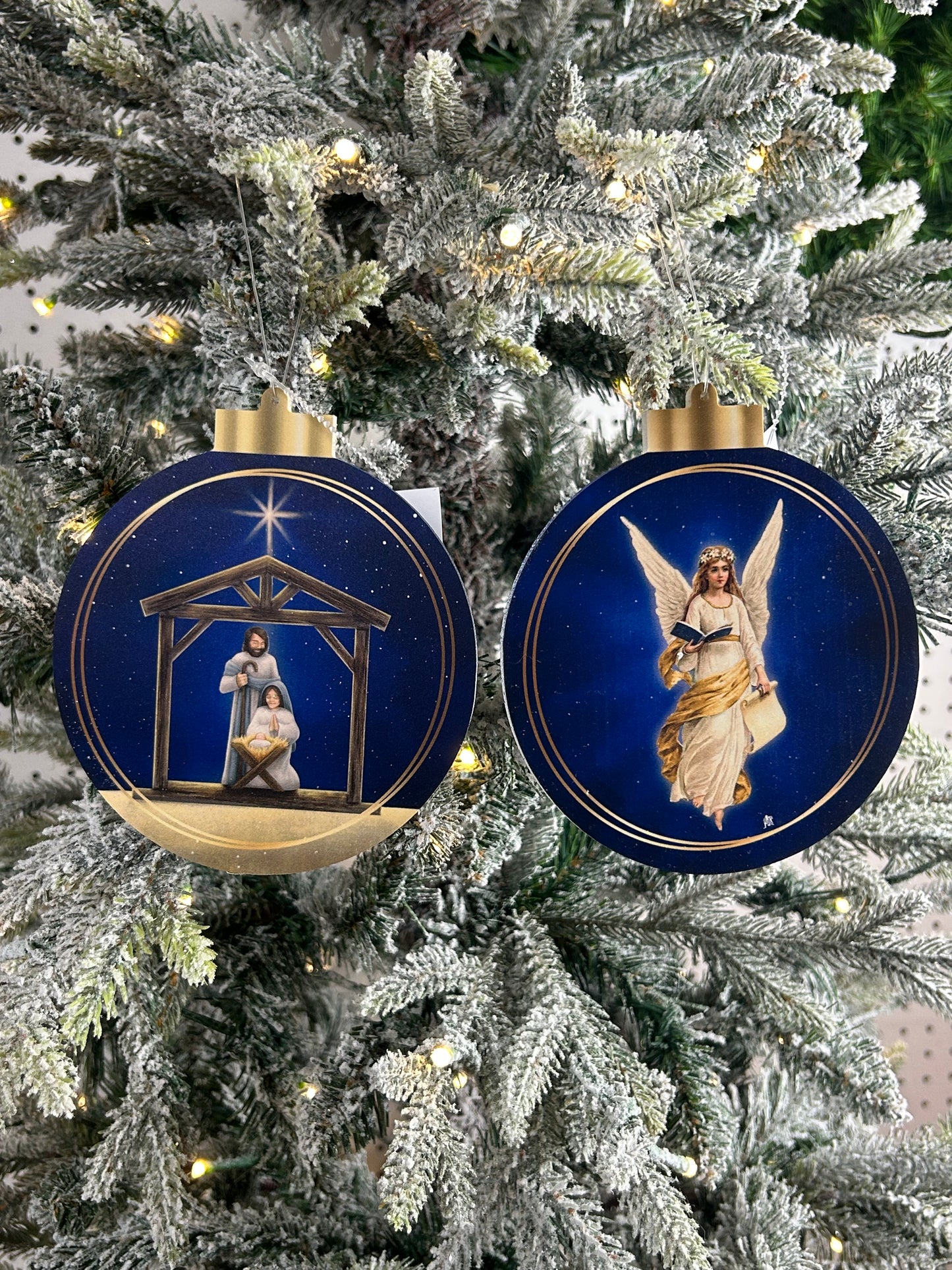 5.5 Inch Double Sided Nativity And Angel Ornaments Two Styles