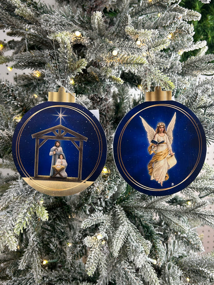 5.5 Inch Double Sided Nativity And Angel Ornaments Two Styles