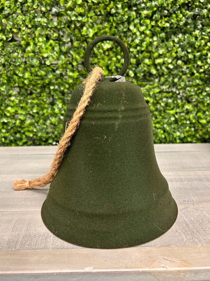 9 Inch Metal Flocked Bell Hang Three Assorted