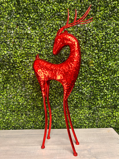 Large Red Metallic Standing Deer Two Assorted