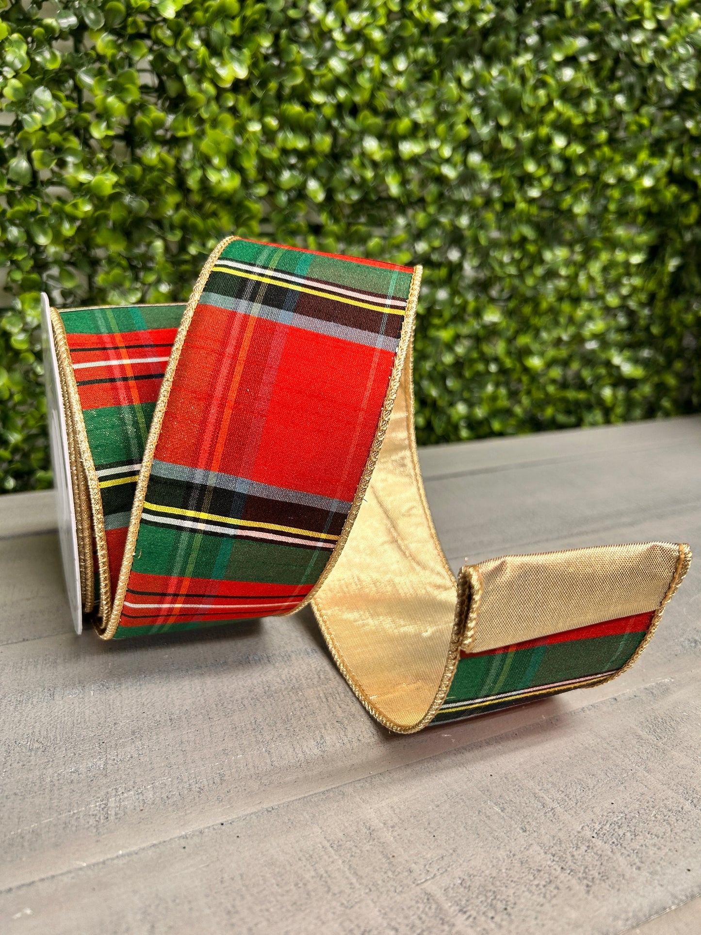 David Christopher 2.5 Inch By 10 Yard Tartan Traditional Plaid Ribbon With Gold Back Ribbon