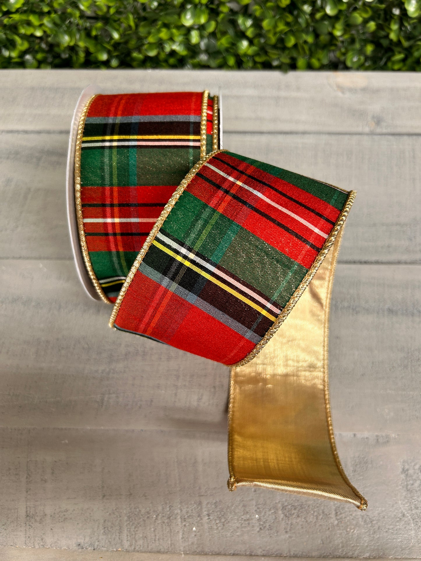 David Christopher 2.5 Inch By 10 Yard Tartan Traditional Plaid Ribbon With Gold Back Ribbon