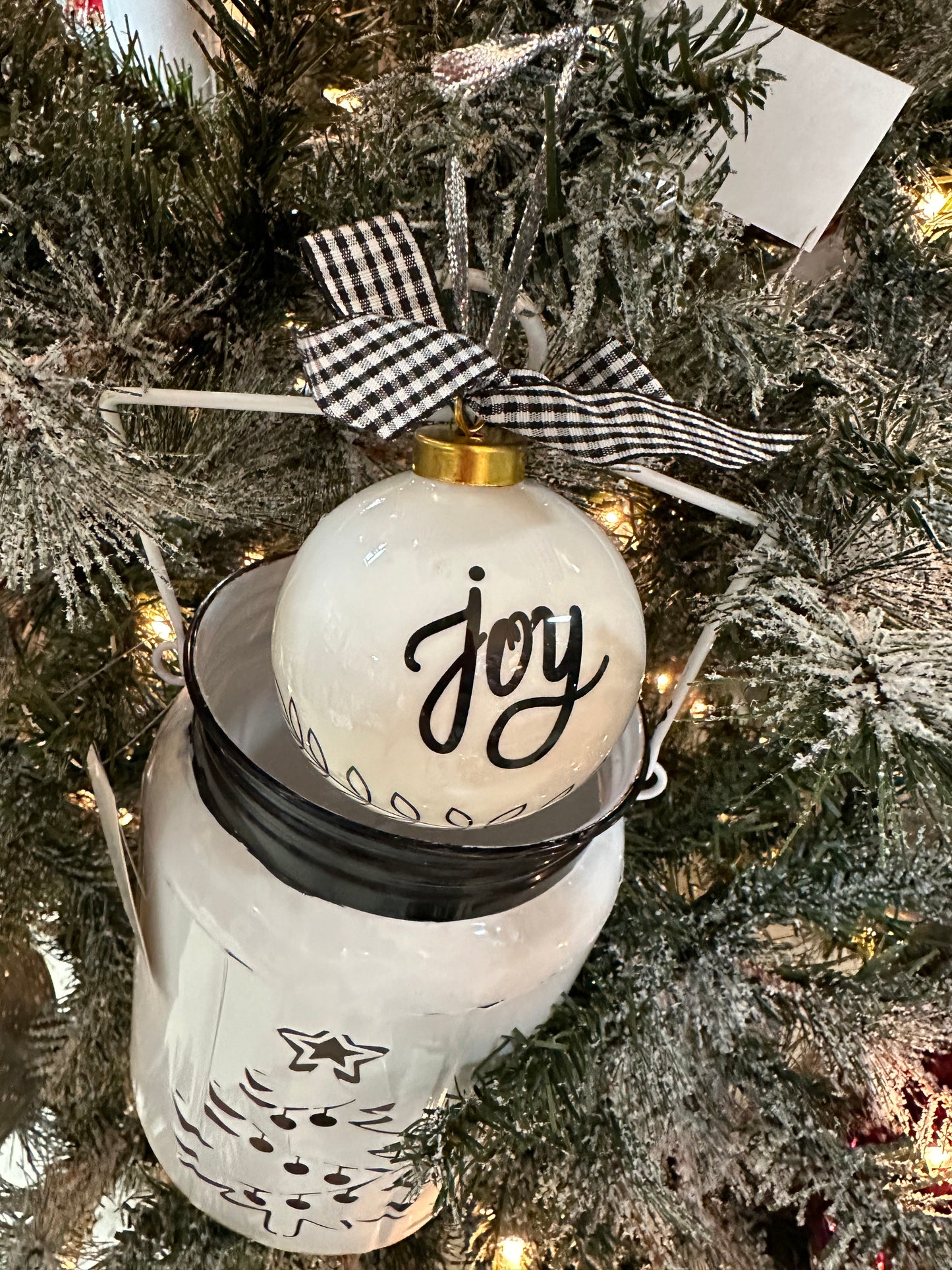 Ceramic Black White Word Ball Ornament  3 Styles