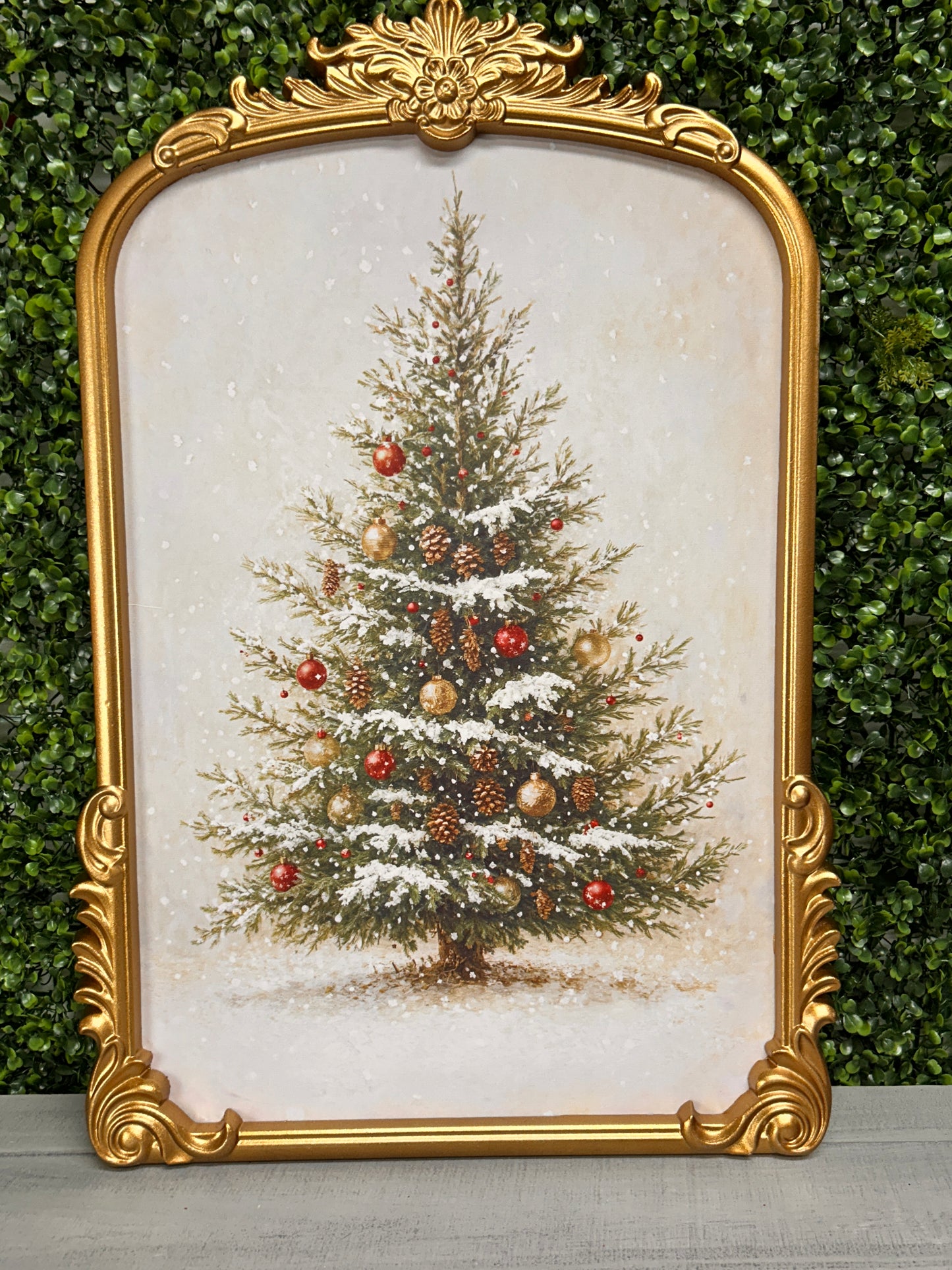 18.5 Inch By 27 Inch Gilded Frame Christmas Tree Art