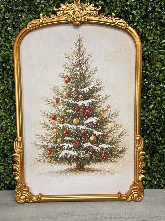18.5 Inch By 27 Inch Gilded Frame Christmas Tree Art