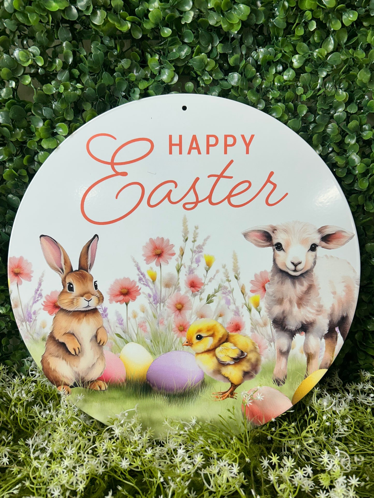 12 Inch Easter With Animals And Florals Metal Sign