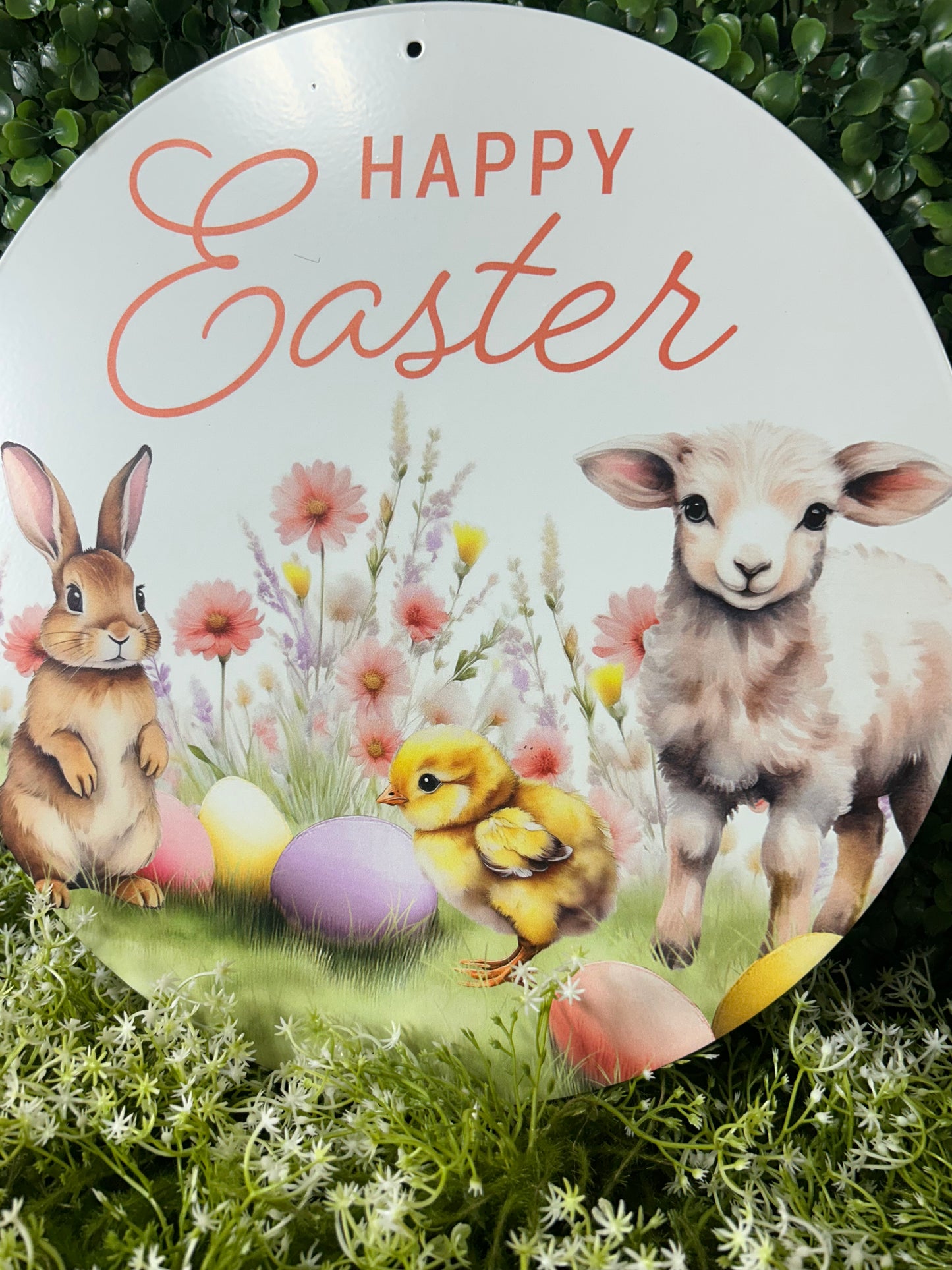12 Inch Easter With Animals And Florals Metal Sign