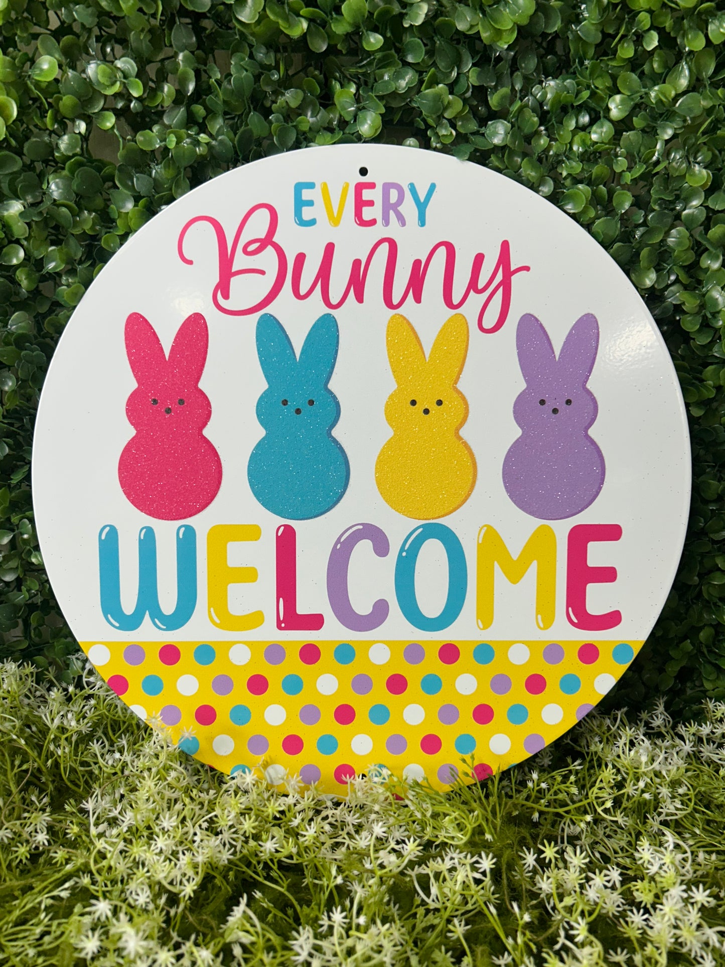 12 Inch Every Bunny Welcome Peeps Glitter Sign