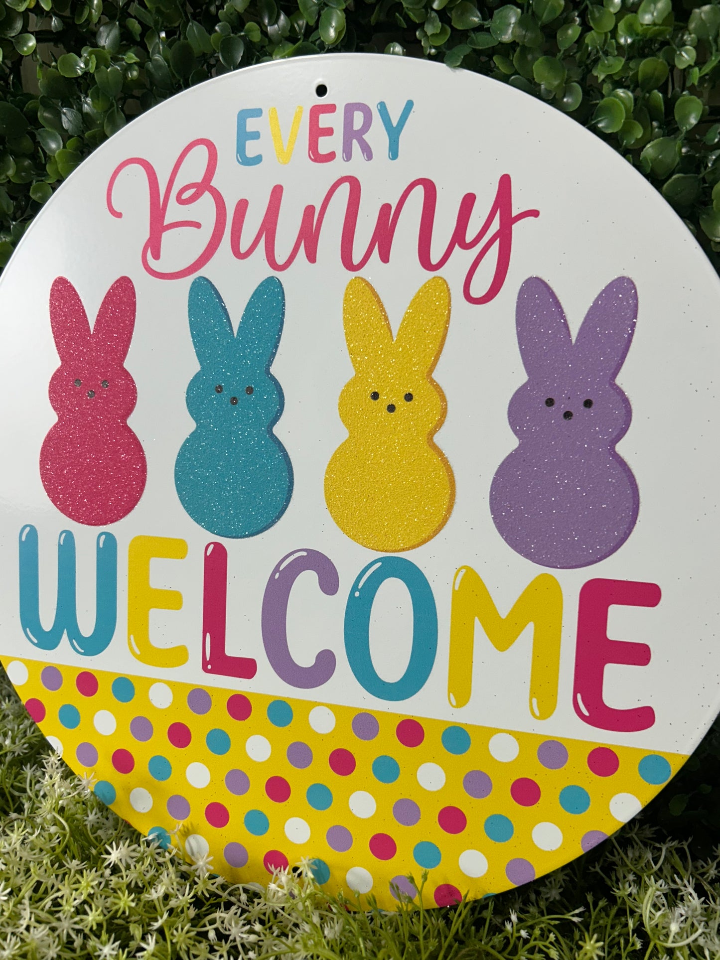 12 Inch Every Bunny Welcome Peeps Glitter Sign