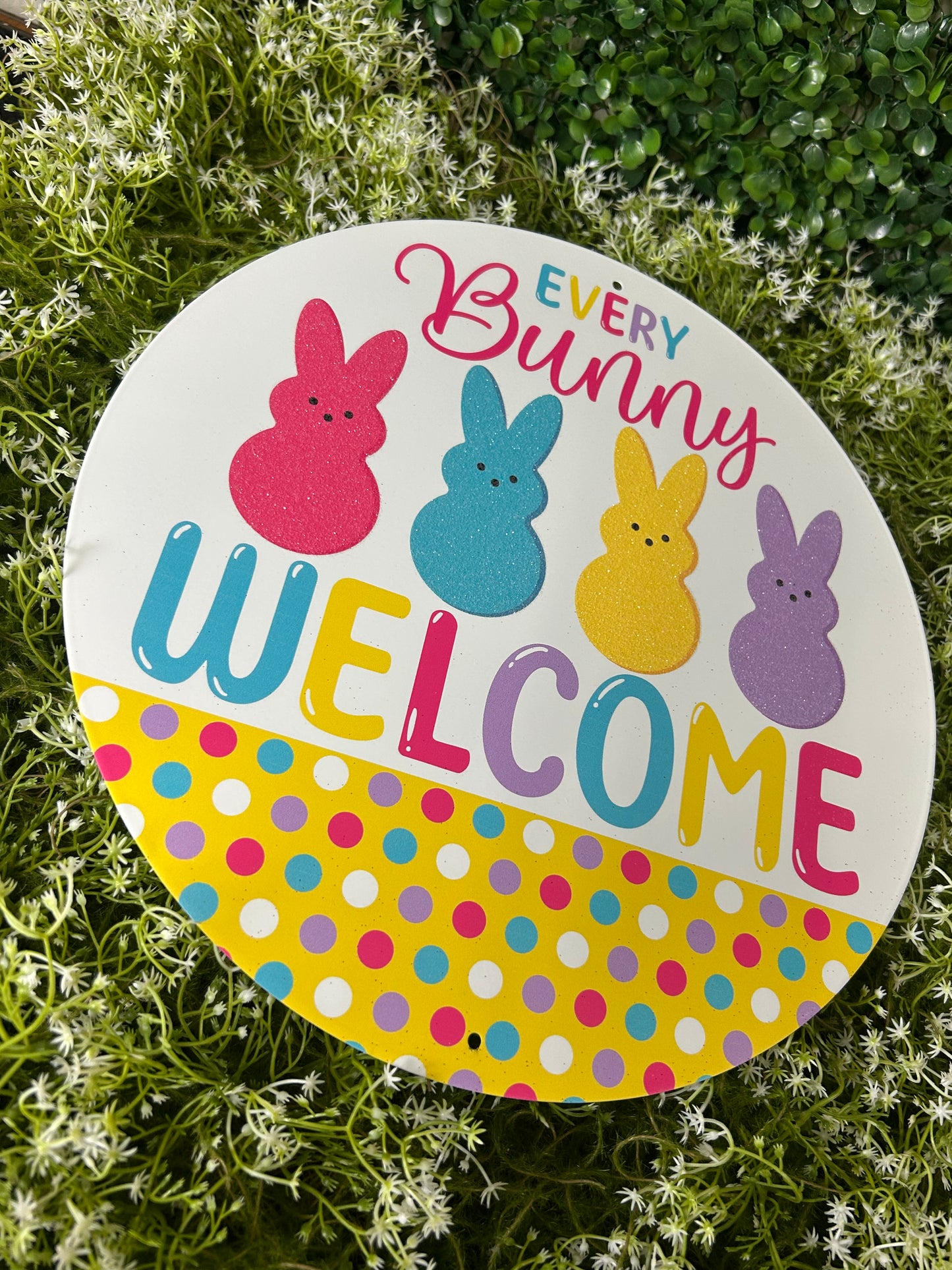12 Inch Every Bunny Welcome Peeps Glitter Sign