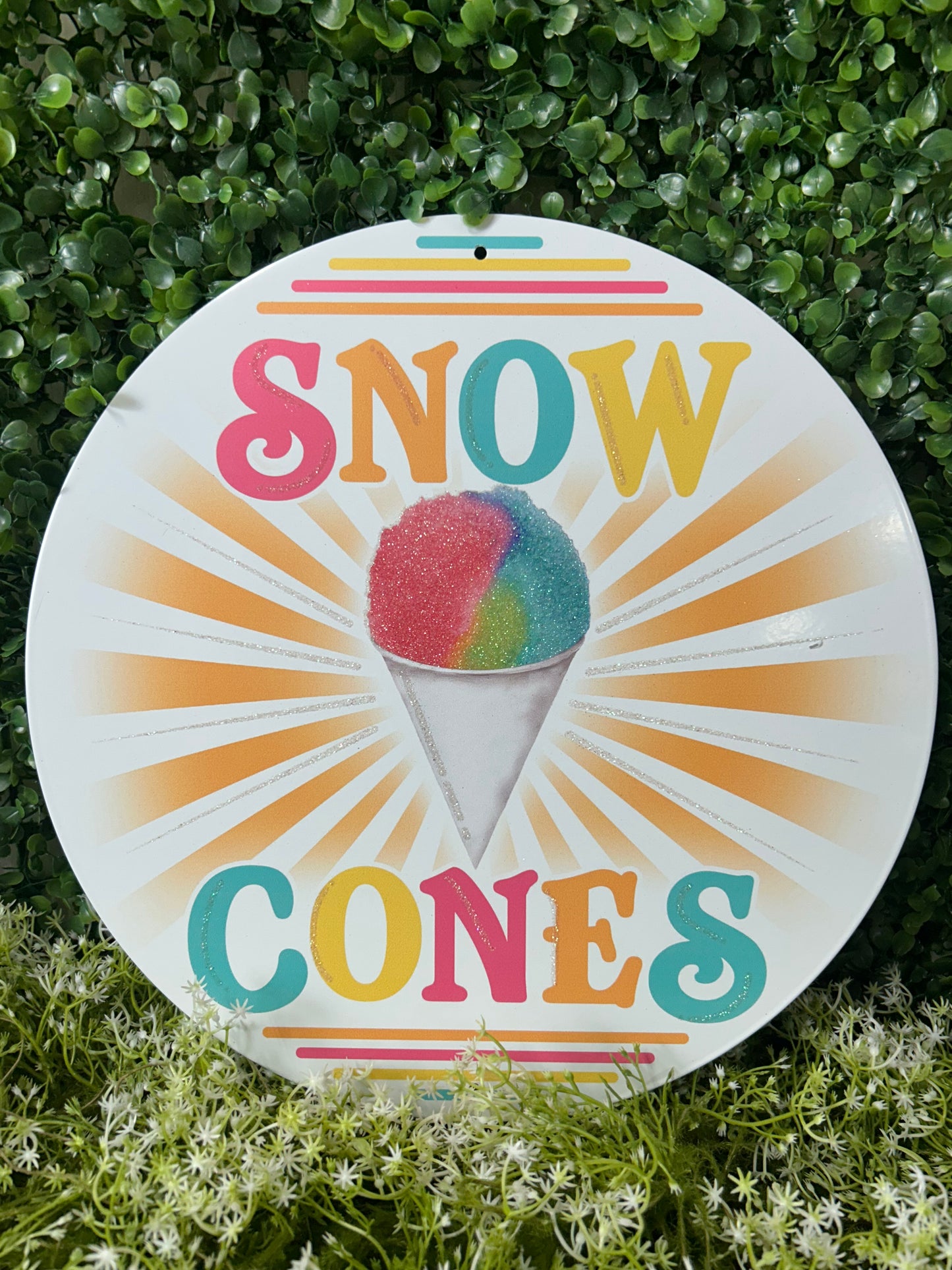 12 Inch Glitter Snow Cones Metal Sign