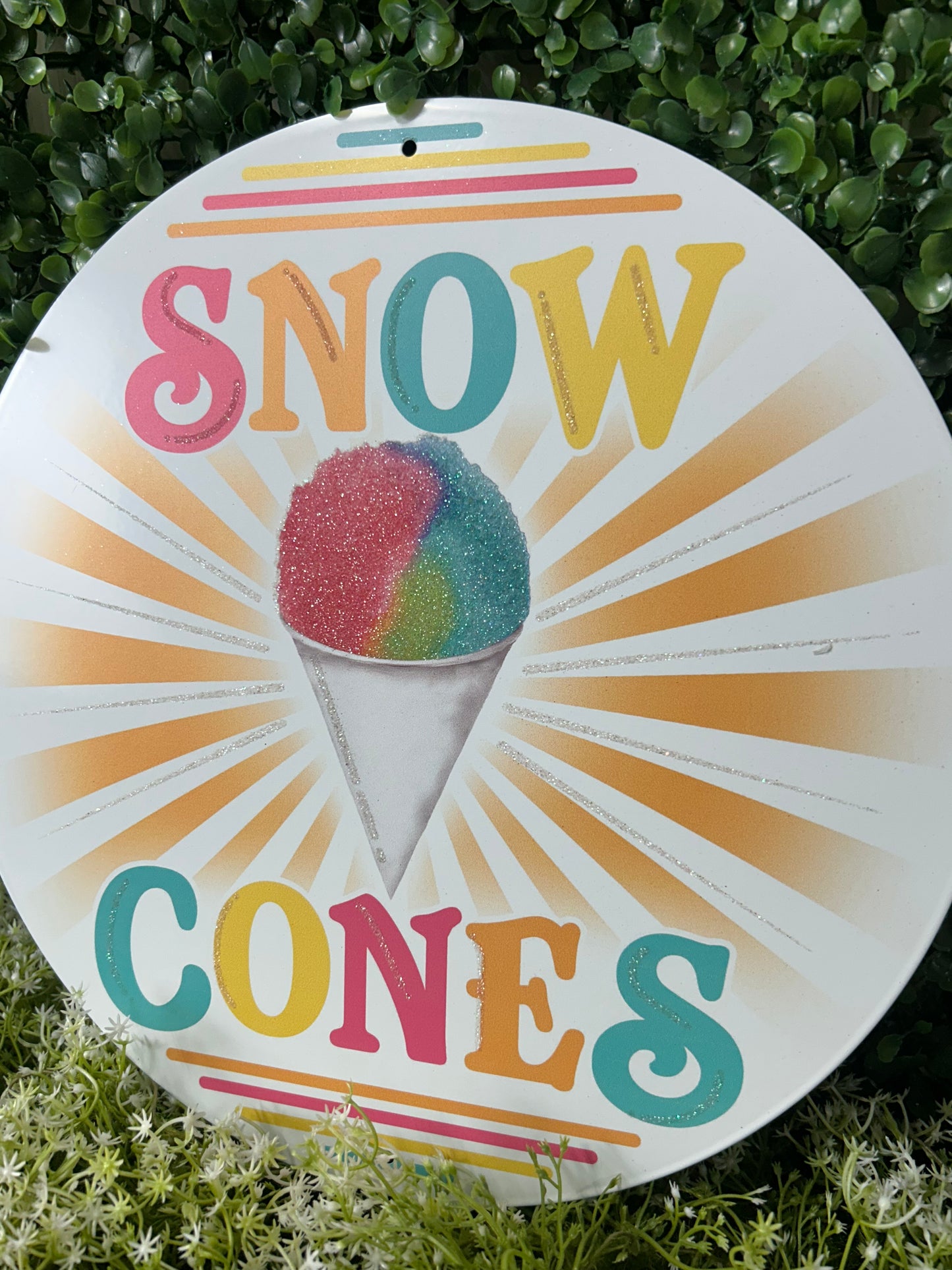12 Inch Glitter Snow Cones Metal Sign