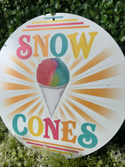 12 Inch Glitter Snow Cones Metal Sign