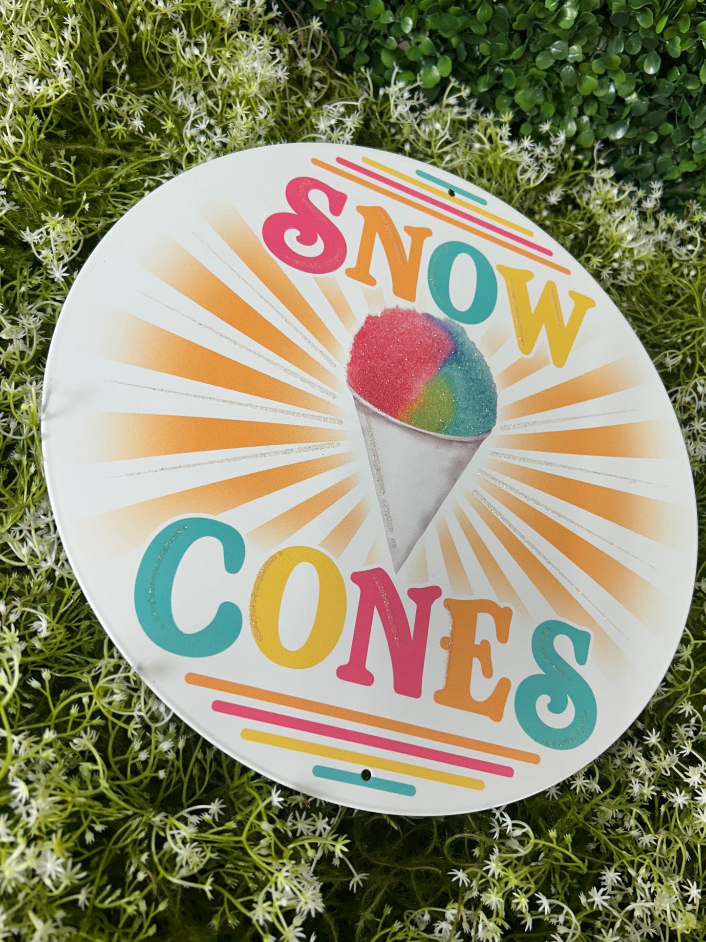 12 Inch Glitter Snow Cones Metal Sign