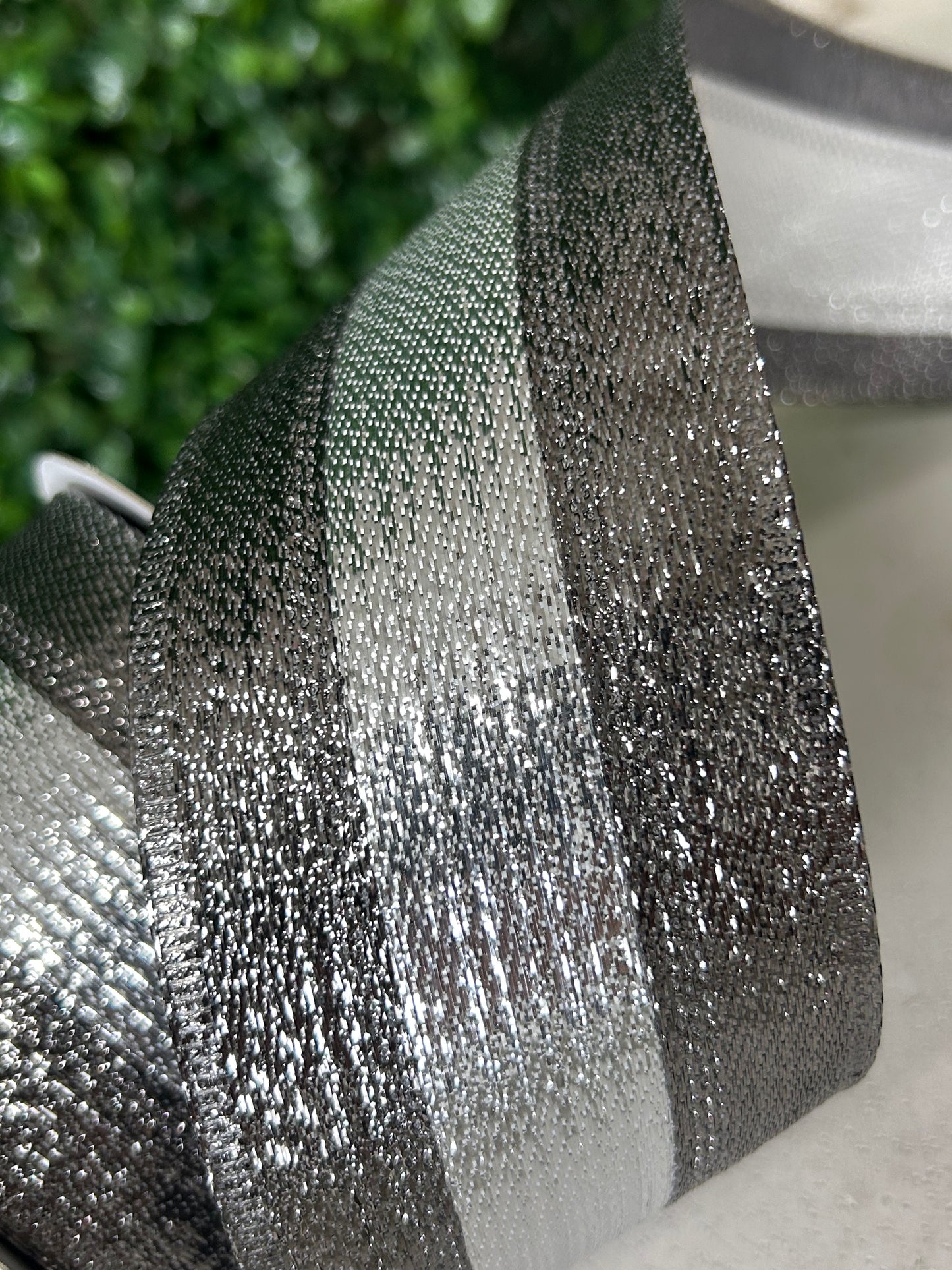 2.5 Inch By 10 Yard Silver And Pewter Metallic Ribbon
