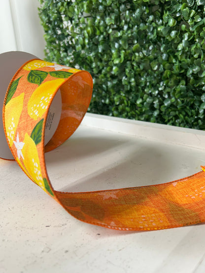 2.5 Inch By 10 Yard Lemons On Royal Ribbon