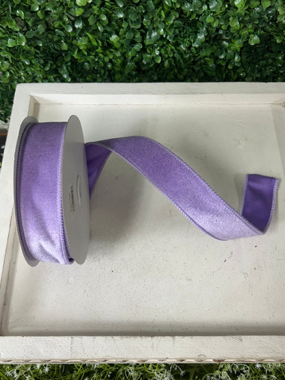 1.5 Inch By 10 Yard Lavender Deluxe Velvet With Satin Backing Ribbon