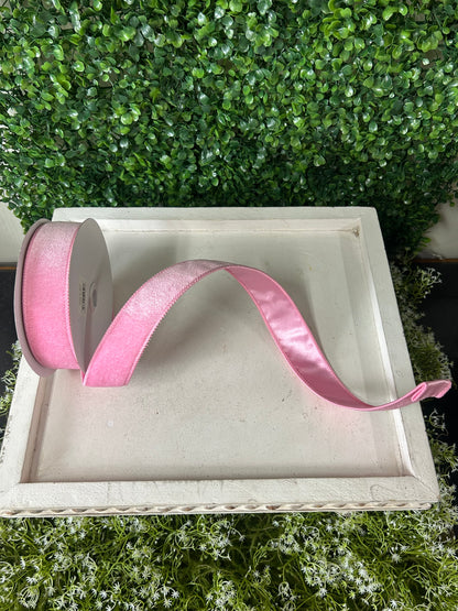 1.5 Inch By 10 Yard Light Pink Deluxe Velvet With Satin Backing Ribbon