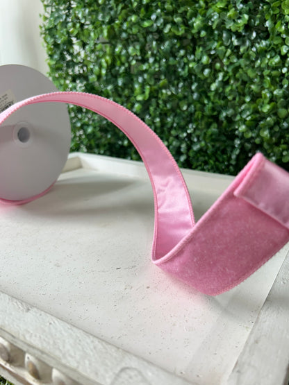1.5 Inch By 10 Yard Light Pink Deluxe Velvet With Satin Backing Ribbon