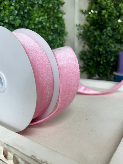 1.5 Inch By 10 Yard Light Pink Deluxe Velvet With Satin Backing Ribbon