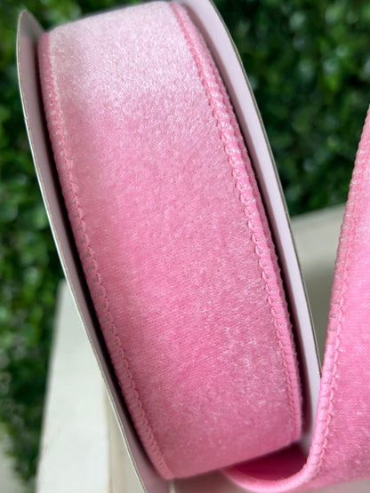 1.5 Inch By 10 Yard Light Pink Deluxe Velvet With Satin Backing Ribbon