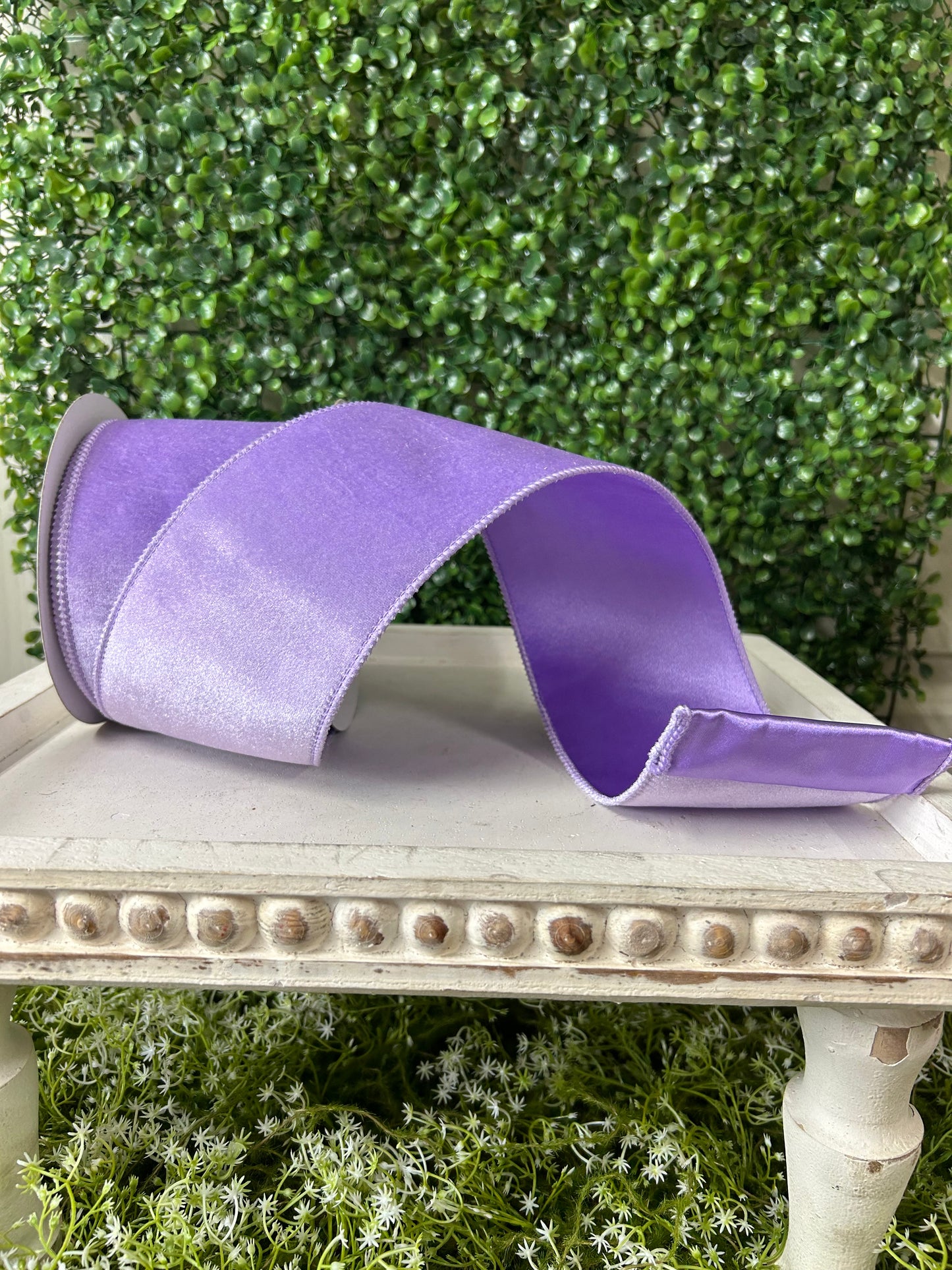 4 Inch By 10 Yard Lavender Deluxe Velvet With Satin Backing Ribbon