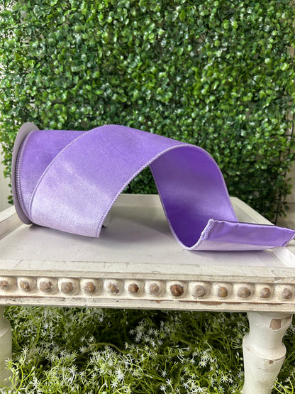 4 Inch By 10 Yard Lavender Deluxe Velvet With Satin Backing Ribbon