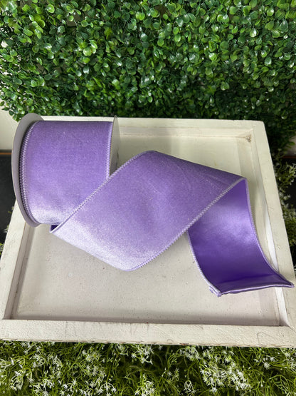 4 Inch By 10 Yard Lavender Deluxe Velvet With Satin Backing Ribbon