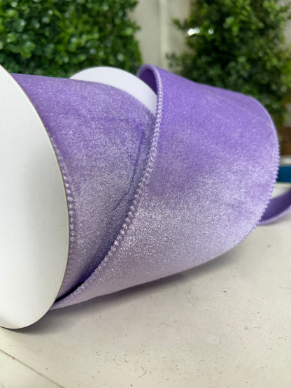 4 Inch By 10 Yard Lavender Deluxe Velvet With Satin Backing Ribbon
