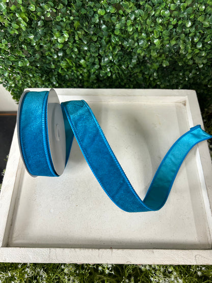 1.5 Inch By 10 Yard Teal Deluxe Velvet With Satin Backing Ribbon