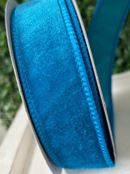 1.5 Inch By 10 Yard Teal Deluxe Velvet With Satin Backing Ribbon
