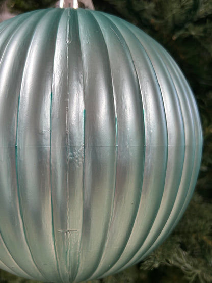 8 Inch Matte Turquoise Vertical Stripe Ball Ornament