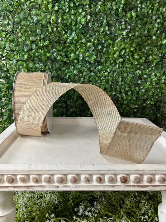 2.5 Inch By 50 Yard Gold Woven Metallic Ribbon