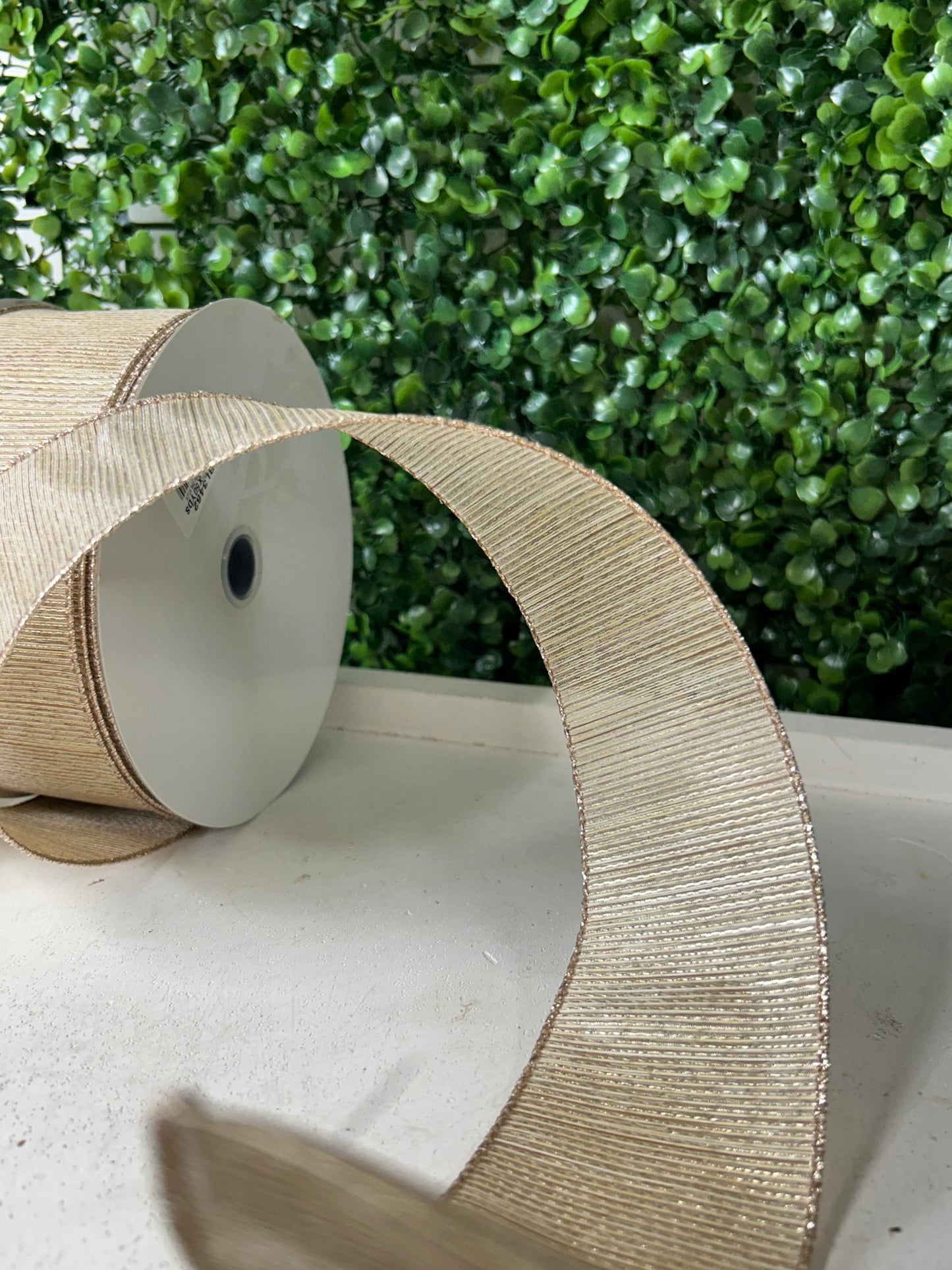 2.5 Inch By 50 Yard Gold Woven Metallic Ribbon